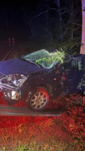 Dachowanie hondy na trasie Borowy Młyn – Ryjewo i działania policji po zdarzeniu drogowym