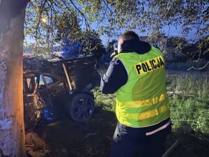 Śmiertelny wypadek w Nowym Dworze – samochód uderzył w drzewo
