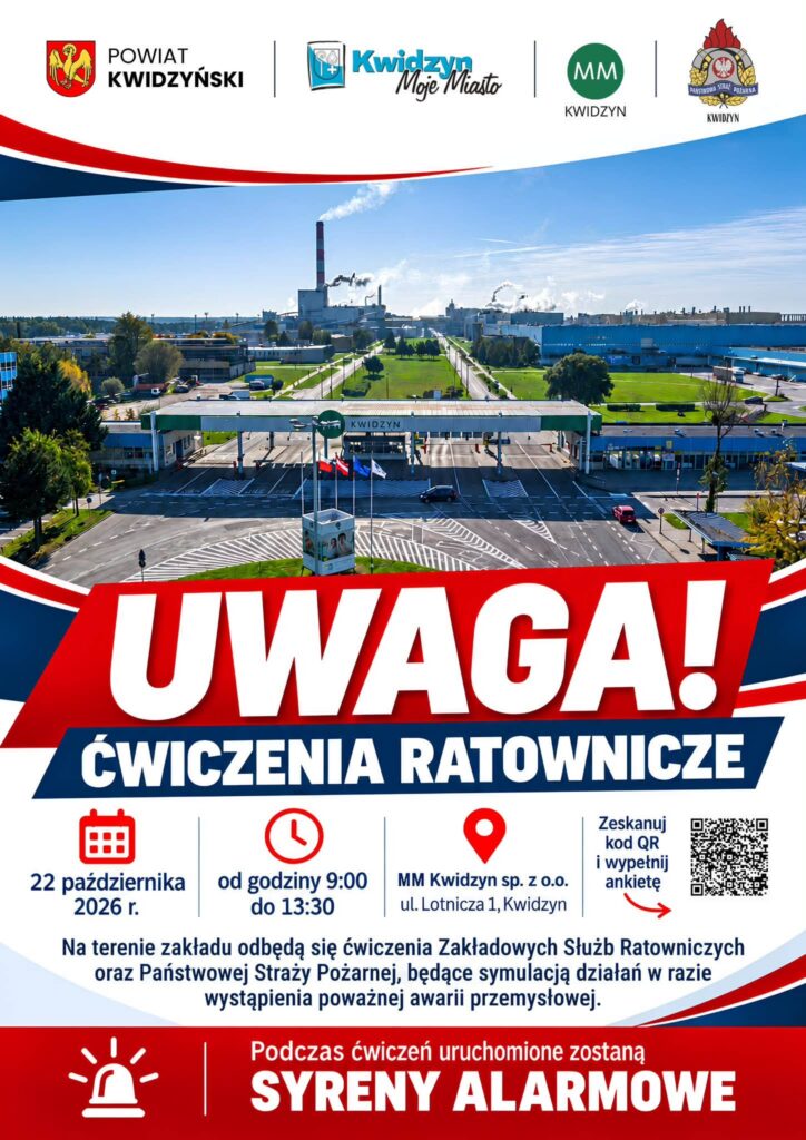 Ćwiczenia ratownicze w MM Kwidzyn 22 października 2026 roku